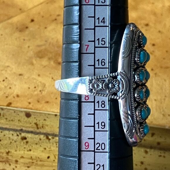 Natural Sleeping Beauty Turquoise Sterling Silver Cocktail Ring Size 7.75 - Picture 7 of 8